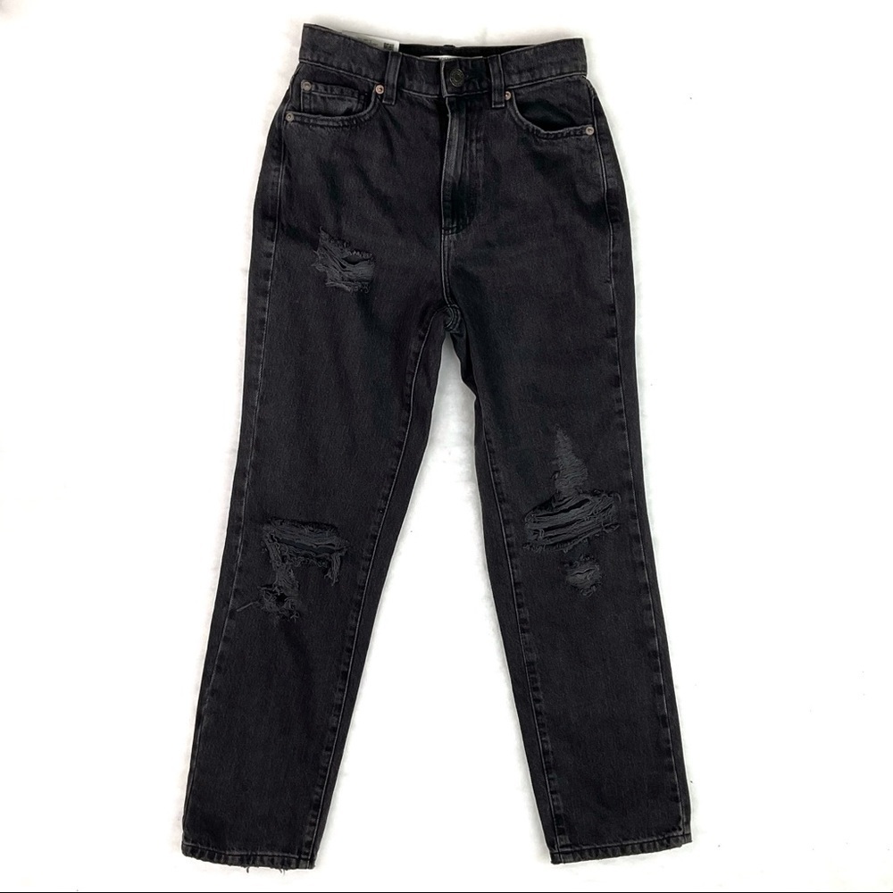 Garage Vintage Straight High Rise Distressed Black Jeans Sz 23  NWT
